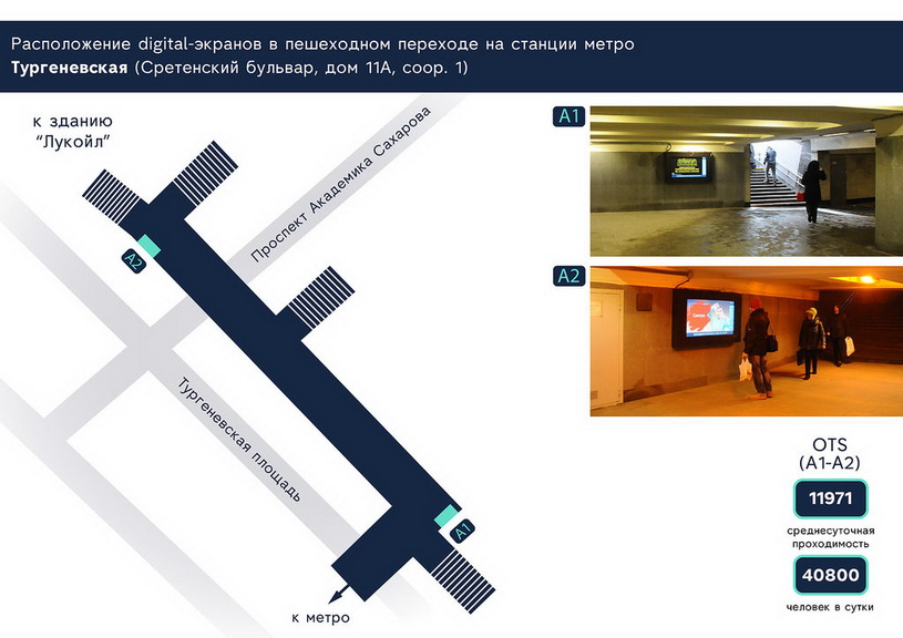 Реклама в переходе у станции метро Тургеневская в Москве