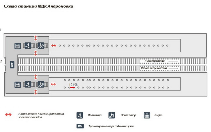 Схема размещения сити-формата с рекламой на станции Андроновка платформа 2